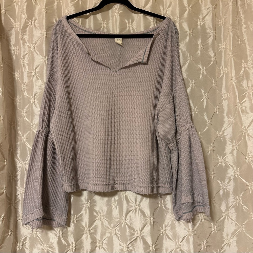 Free People Dahlia Thermal Long Sleeve Top - Lavender - Picture 3 of 12